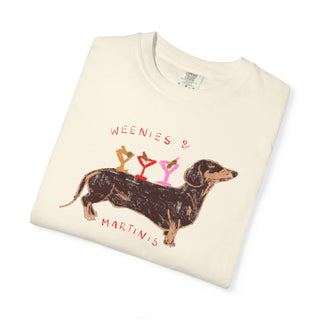 Weenies and Martinis Shirt, Dachshund T Shirt, Funny Wiener Dog Tee, Doxie Mom Gift, Cute Cocktail Shirt, Comfort Colors Dog Lover Tee