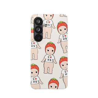 Strawberry Doll Phone Case — Cute 'I Heart HS' Snap Case