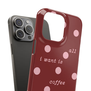 Polka Dot 'I Want Is All Coffee & Music' Phone Case