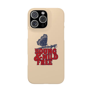 Young & Wild & Free Retro Butterfly Graphic Snap Phone Case