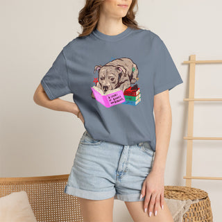 Staffordshire Bull Terrier Book Lover Shirt, Staffy Reading T Shirt, Fantasy Reader Gift, BookTok Dog Tee, Cute Dog Mum Shirt, Comfort Color