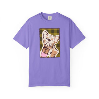 Comfort Colors® French Bulldog Iced Coffee Shirt, Cute Dog Lover Gift, Coffee Lover Graphic Tee, Hand Drawn French Bulldog Tee