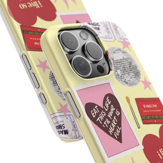 Pastel Collage Phone Case — 'I Live So I Love' Heart & Disco Design