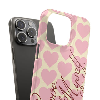 “Love Yourself” Pink Heart Pattern Phone Case