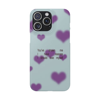 Reasons I Should Love Myself Teal & Purple Heart Snap Case