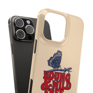 Young & Wild & Free Retro Butterfly Graphic Snap Phone Case