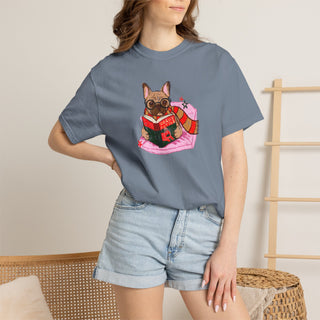 French Bulldog Book Lover Shirt, Frenchie Reading T Shirt, Wizard Dog Tee, Fantasy Reader Gift, BookTok Shirt, Comfort Colors Dog Mom Gift