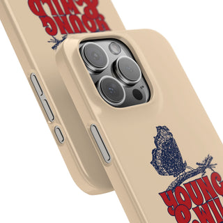 Young & Wild & Free Retro Butterfly Graphic Snap Phone Case