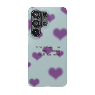 Reasons I Should Love Myself Teal & Purple Heart Snap Case