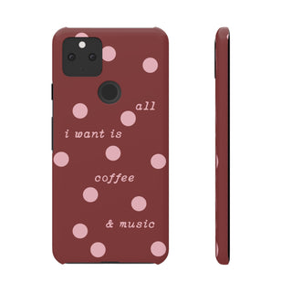 Polka Dot 'I Want Is All Coffee & Music' Phone Case