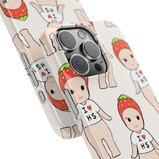 Strawberry Doll Phone Case — Cute 'I Heart HS' Snap Case