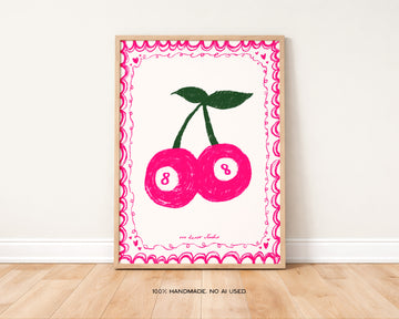 Pink Cherries Print without a frame