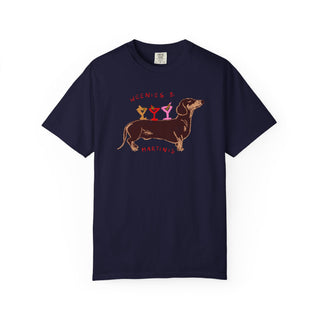 Weenies and Martinis Shirt, Dachshund T Shirt, Funny Wiener Dog Tee, Doxie Mom Gift, Cute Cocktail Shirt, Comfort Colors Dog Lover Tee