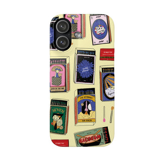 Matchbox Pattern Phone Case — Retro Matchbook Design Snap Case