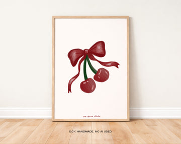 Cherries and Bow Print without a frame