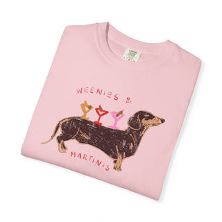 Weenies and Martinis Shirt, Dachshund T Shirt, Funny Wiener Dog Tee, Doxie Mom Gift, Cute Cocktail Shirt, Comfort Colors Dog Lover Tee