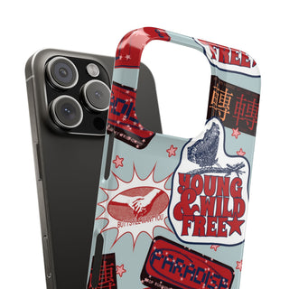 Young & Wild Free Retro Sticker Collage Snap Phone Case