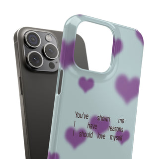 Reasons I Should Love Myself Teal & Purple Heart Snap Case