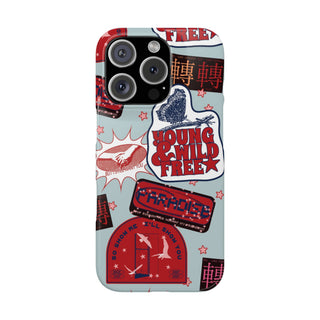 Young & Wild Free Retro Sticker Collage Snap Phone Case