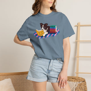 Border Collie Book Lover Shirt, Reading Dog T Shirt, Fantasy Book Lover Gift, Cute Bookish Dog Tee, Dog Mom Gift, Booktok Shirt