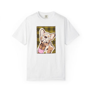 Comfort Colors® French Bulldog Iced Coffee Shirt, Cute Dog Lover Gift, Coffee Lover Graphic Tee, Hand Drawn French Bulldog Tee
