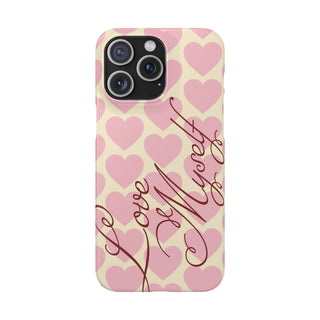“Love Yourself” Pink Heart Pattern Phone Case