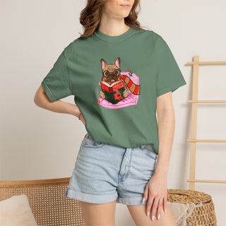 French Bulldog Book Lover Shirt, Frenchie Reading T Shirt, Wizard Dog Tee, Fantasy Reader Gift, BookTok Shirt, Comfort Colors Dog Mom Gift