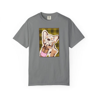 Comfort Colors® French Bulldog Iced Coffee Shirt, Cute Dog Lover Gift, Coffee Lover Graphic Tee, Hand Drawn French Bulldog Tee