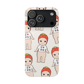 Strawberry Doll Phone Case — Cute 'I Heart HS' Snap Case