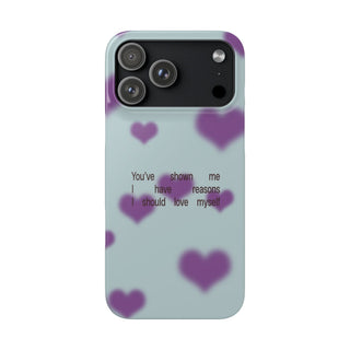 Reasons I Should Love Myself Teal & Purple Heart Snap Case