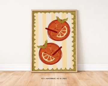 Two Aperols Art Print | Spritz Lovers Wall Decor without a frame