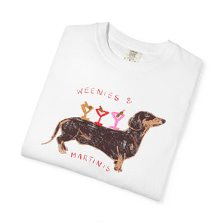 Weenies and Martinis Shirt, Dachshund T Shirt, Funny Wiener Dog Tee, Doxie Mom Gift, Cute Cocktail Shirt, Comfort Colors Dog Lover Tee