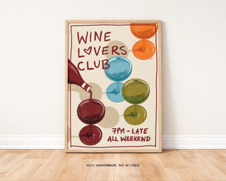 Wine Lovers Club Art Print | Wine Lovers Wall Decor