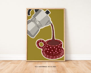 Pouring Coffee Art Print | Coffee Lovers Wall Decor