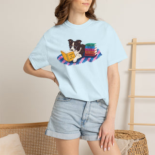 Border Collie Book Lover Shirt, Reading Dog T Shirt, Fantasy Book Lover Gift, Cute Bookish Dog Tee, Dog Mom Gift, Booktok Shirt