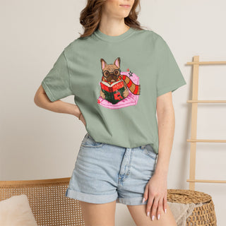 French Bulldog Book Lover Shirt, Frenchie Reading T Shirt, Wizard Dog Tee, Fantasy Reader Gift, BookTok Shirt, Comfort Colors Dog Mom Gift