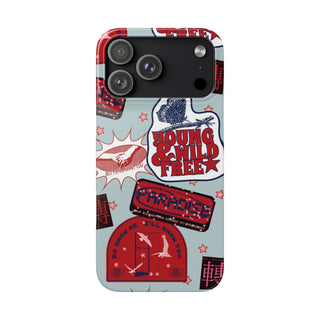 Young & Wild Free Retro Sticker Collage Snap Phone Case