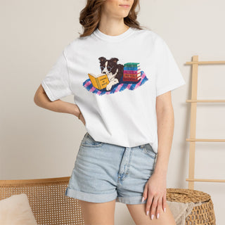 Border Collie Book Lover Shirt, Reading Dog T Shirt, Fantasy Book Lover Gift, Cute Bookish Dog Tee, Dog Mom Gift, Booktok Shirt