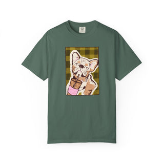Comfort Colors® French Bulldog Iced Coffee Shirt, Cute Dog Lover Gift, Coffee Lover Graphic Tee, Hand Drawn French Bulldog Tee