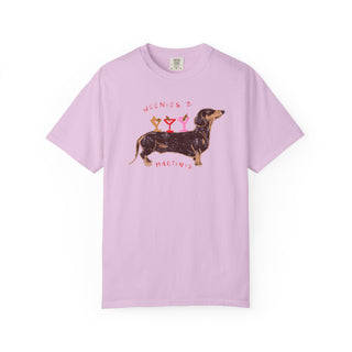 Weenies and Martinis Shirt, Dachshund T Shirt, Funny Wiener Dog Tee, Doxie Mom Gift, Cute Cocktail Shirt, Comfort Colors Dog Lover Tee