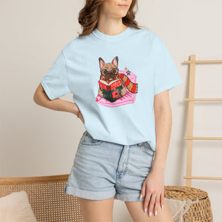 French Bulldog Book Lover Shirt, Frenchie Reading T Shirt, Wizard Dog Tee, Fantasy Reader Gift, BookTok Shirt, Comfort Colors Dog Mom Gift