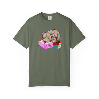 Staffordshire Bull Terrier Book Lover Shirt, Staffy Reading T Shirt, Fantasy Reader Gift, BookTok Dog Tee, Cute Dog Mum Shirt, Comfort Color