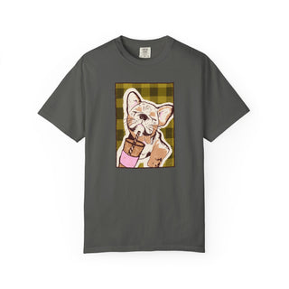 Comfort Colors® French Bulldog Iced Coffee Shirt, Cute Dog Lover Gift, Coffee Lover Graphic Tee, Hand Drawn French Bulldog Tee