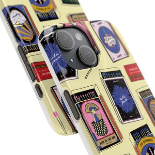 Matchbox Pattern Phone Case — Retro Matchbook Design Snap Case