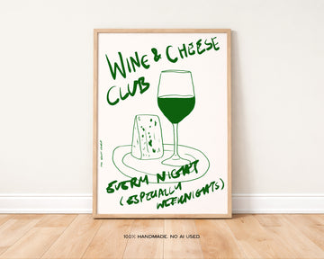 Wine and Cheese Club Print without a frame
