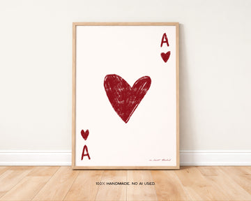 Ace of Hearts Card Print without a frame