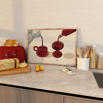 AM-PM Wine and Coffee Art Print without a frame