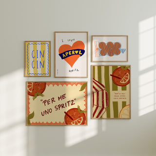 Spritz Lover Gallery Wall | 5-Piece Pre-Styled Wall Set