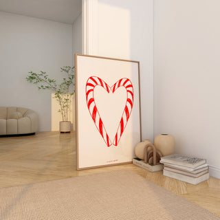Candy Cane Heart Print