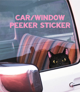 Car & Window Black Cat Peeker Sticker